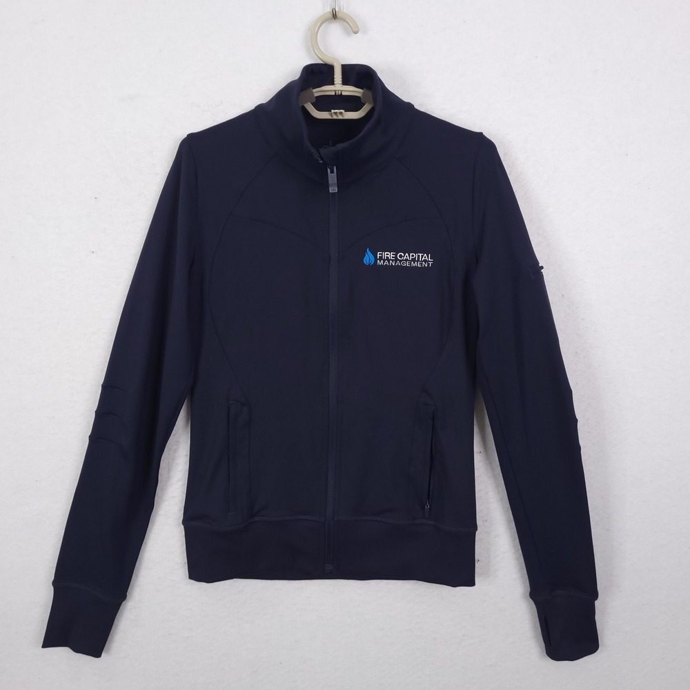 Alo Yoga Jacket Women Small Navy Blue‎ Full Zip Mock Neck Activewear